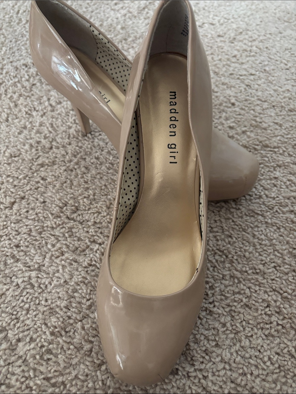 Madden Girl Patent Nude Beige High Heel Pumps